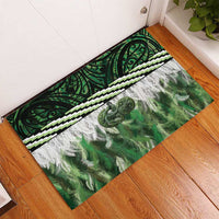 Green Traditional Cloak Aotearoa Rubber Doormat Maori Paua Shell Korowai Pattern LT14 - Polynesian Pride