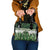 Green Traditional Cloak Aotearoa Shoulder Handbag Maori Paua Shell Korowai Pattern