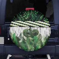 Green Traditional Cloak Aotearoa Spare Tire Cover Maori Paua Shell Korowai Pattern