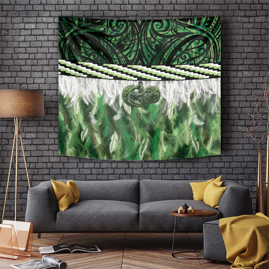 Green Traditional Cloak Aotearoa Tapestry Maori Paua Shell Korowai Pattern LT14 Green - Polynesian Pride