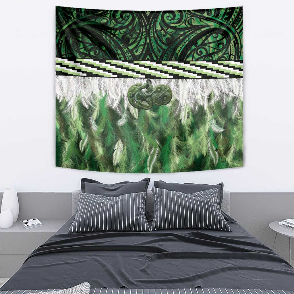 Green Traditional Cloak Aotearoa Tapestry Maori Paua Shell Korowai Pattern LT14 - Polynesian Pride