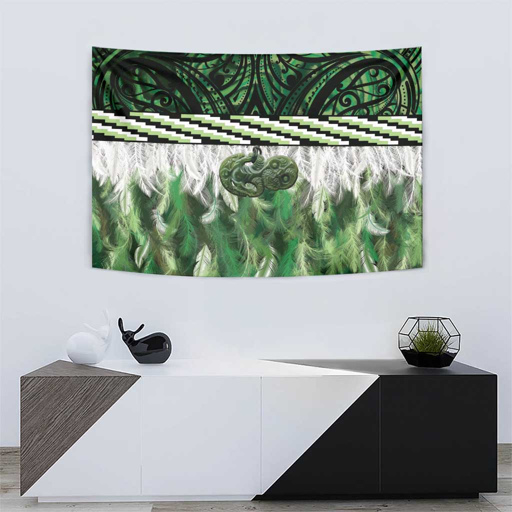 Green Traditional Cloak Aotearoa Tapestry Maori Paua Shell Korowai Pattern LT14 - Polynesian Pride