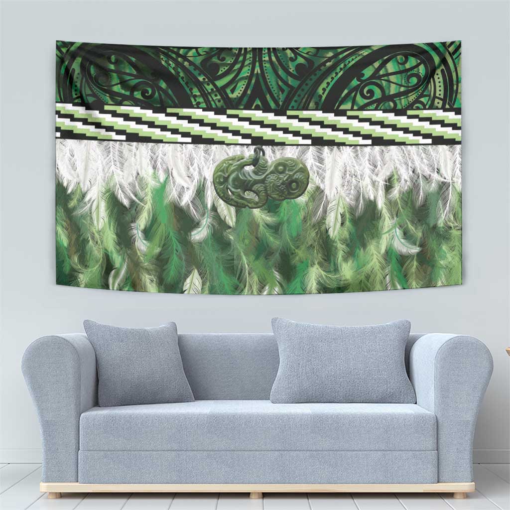 Green Traditional Cloak Aotearoa Tapestry Maori Paua Shell Korowai Pattern LT14 - Polynesian Pride