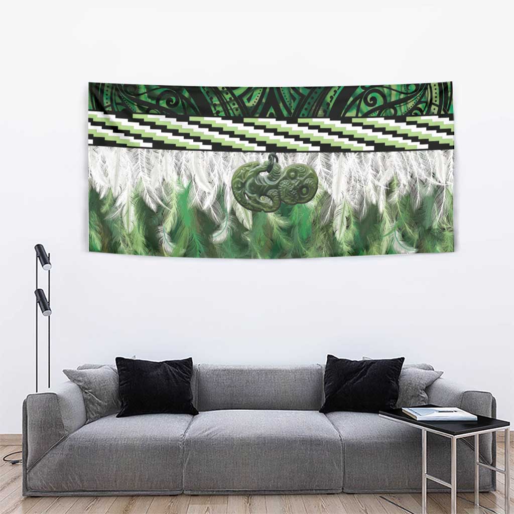 Green Traditional Cloak Aotearoa Tapestry Maori Paua Shell Korowai Pattern LT14 - Polynesian Pride