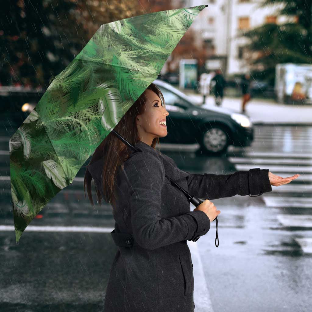 Green Traditional Cloak Aotearoa Umbrella Maori Paua Shell Korowai Pattern - Polynesian Pride