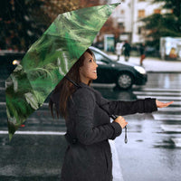 Green Traditional Cloak Aotearoa Umbrella Maori Paua Shell Korowai Pattern - Polynesian Pride