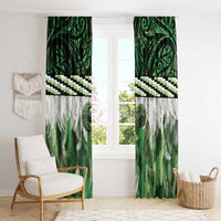 Green Traditional Cloak Aotearoa Window Curtain Maori Paua Shell Korowai Pattern