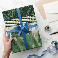 Green Traditional Cloak Aotearoa Wrapping Paper Maori Paua Shell Korowai Pattern - Polynesian Pride