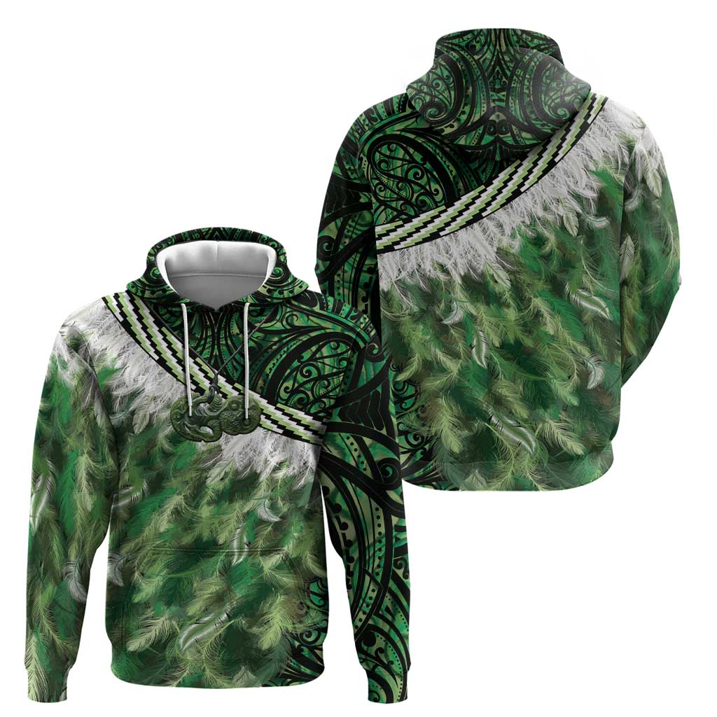 Green Traditional Cloak Aotearoa Zip Hoodie Maori Paua Shell Korowai Pattern LT14 - Polynesian Pride