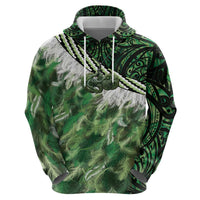Green Traditional Cloak Aotearoa Zip Hoodie Maori Paua Shell Korowai Pattern LT14 - Polynesian Pride