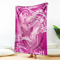 Polynesia Breast Cancer Awareness Blanket Think Pink Ribbon Polynesian Butterflies