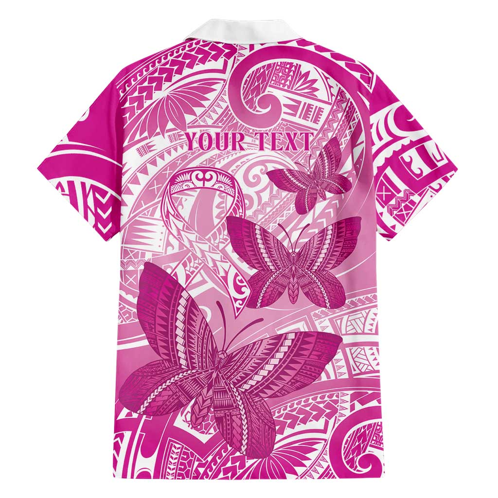 Personalised Polynesia Breast Cancer Awareness Family Matching Tank Maxi Dress and Hawaiian Shirt Think Pink Ribbon Polynesian Butterflies