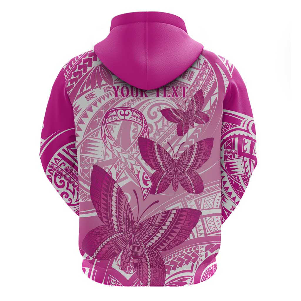 Personalised Polynesia Breast Cancer Awareness Hoodie Think Pink Ribbon Polynesian Butterflies LT14 - Polynesian Pride