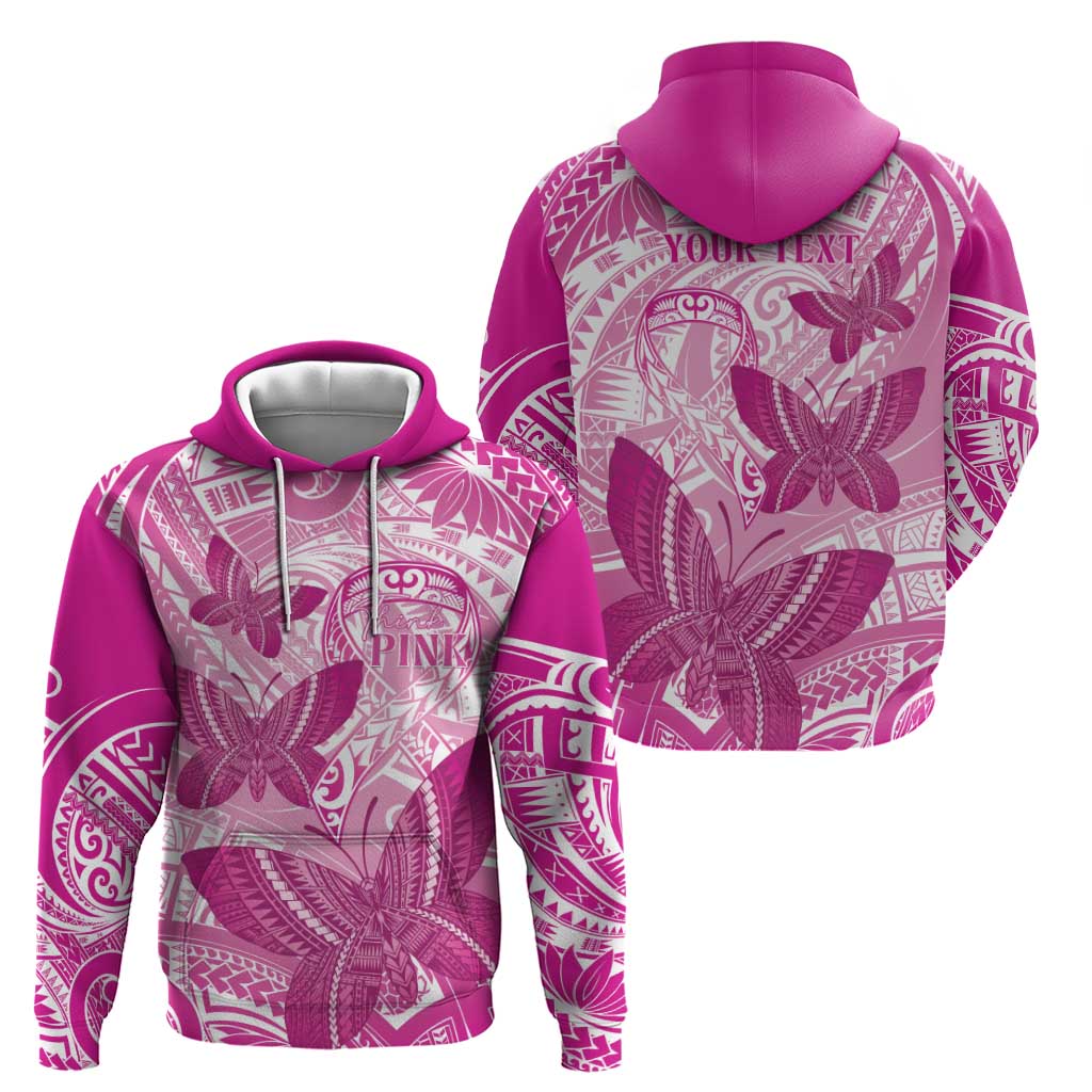 Personalised Polynesia Breast Cancer Awareness Hoodie Think Pink Ribbon Polynesian Butterflies LT14 - Polynesian Pride