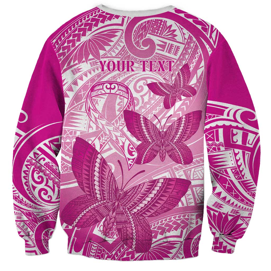 Personalised Polynesia Breast Cancer Awareness Sweatshirt Think Pink Ribbon Polynesian Butterflies