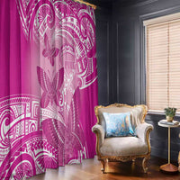 Polynesia Breast Cancer Awareness Window Curtain Think Pink Ribbon Polynesian Butterflies