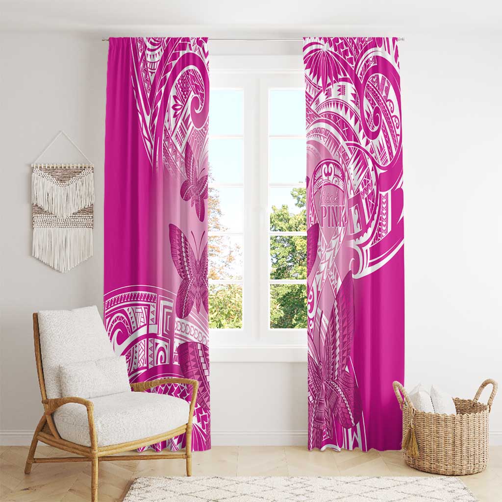 Polynesia Breast Cancer Awareness Window Curtain Think Pink Ribbon Polynesian Butterflies