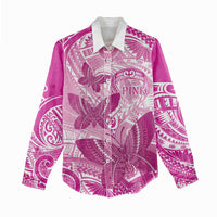 Personalised Polynesia Breast Cancer Awareness Women Casual Shirt Think Pink Ribbon Polynesian Butterflies