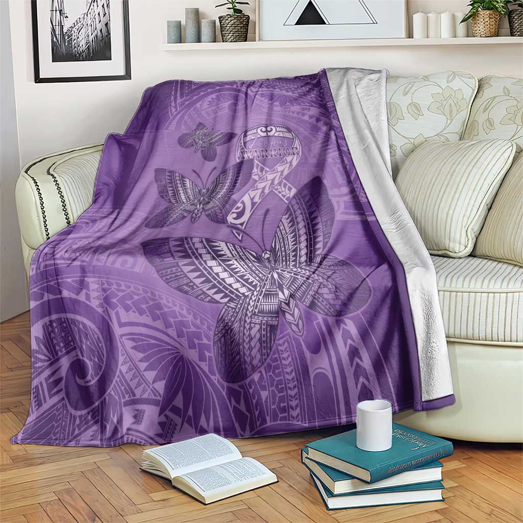Polynesia Lupus Awareness Month Blanket Warrior Purple Ribbon Polynesian Butterflies