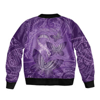 Personalised Polynesia Lupus Awareness Month Bomber Jacket Warrior Purple Ribbon Polynesian Butterflies LT14 - Polynesian Pride
