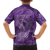 Personalised Polynesia Lupus Awareness Month Family Matching Mermaid Dress and Hawaiian Shirt Warrior Purple Ribbon Polynesian Butterflies