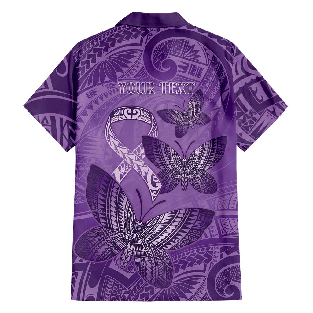 Personalised Polynesia Lupus Awareness Month Family Matching Off Shoulder Maxi Dress and Hawaiian Shirt Warrior Purple Ribbon Polynesian Butterflies