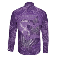 Personalised Polynesia Lupus Awareness Month Family Matching Off Shoulder Maxi Dress and Hawaiian Shirt Warrior Purple Ribbon Polynesian Butterflies
