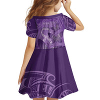 Personalised Polynesia Lupus Awareness Month Family Matching Off Shoulder Short Dress and Hawaiian Shirt Warrior Purple Ribbon Polynesian Butterflies