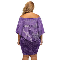 Personalised Polynesia Lupus Awareness Month Family Matching Off Shoulder Short Dress and Hawaiian Shirt Warrior Purple Ribbon Polynesian Butterflies