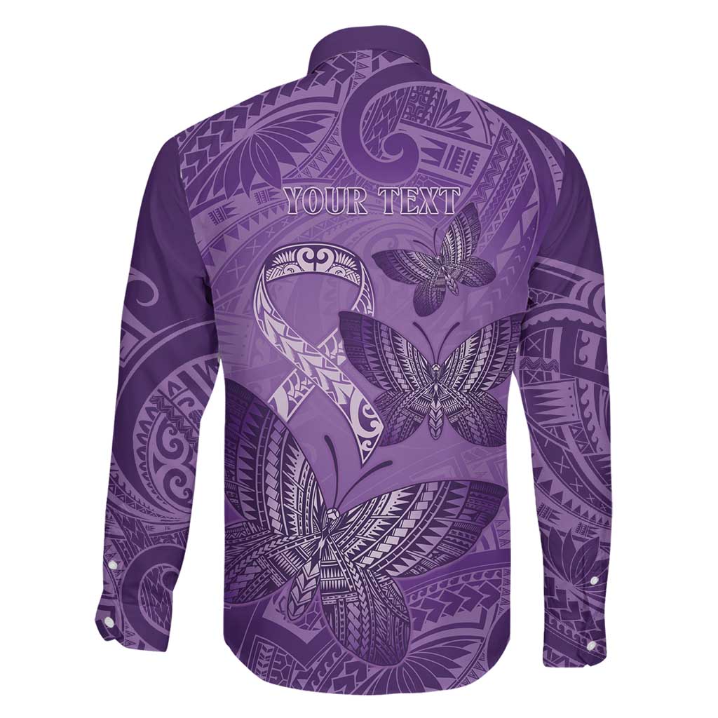 Personalised Polynesia Lupus Awareness Month Family Matching Short Sleeve Bodycon Dress and Hawaiian Shirt Warrior Purple Ribbon Polynesian Butterflies
