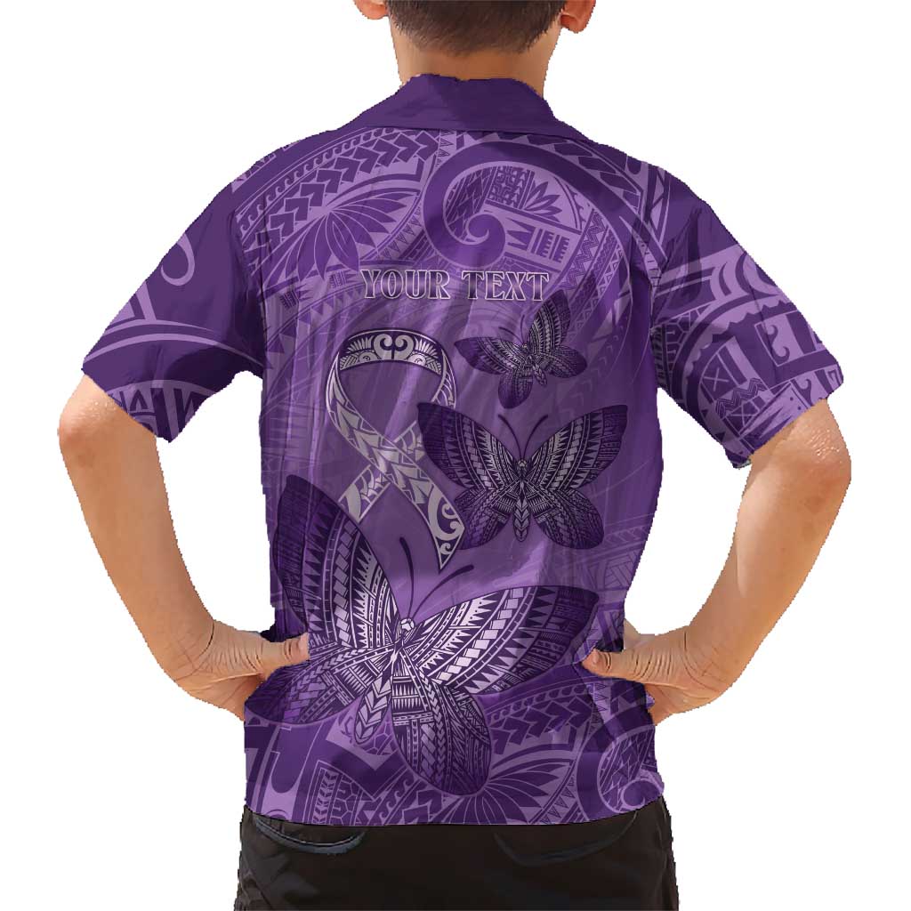 Personalised Polynesia Lupus Awareness Month Family Matching Summer Maxi Dress and Hawaiian Shirt Warrior Purple Ribbon Polynesian Butterflies