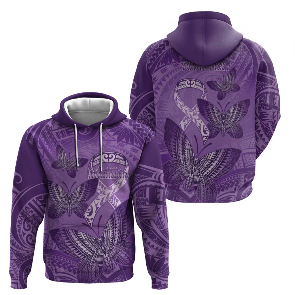 Personalised Polynesia Lupus Awareness Month Hoodie Warrior Purple Ribbon Polynesian Butterflies LT14 - Polynesian Pride