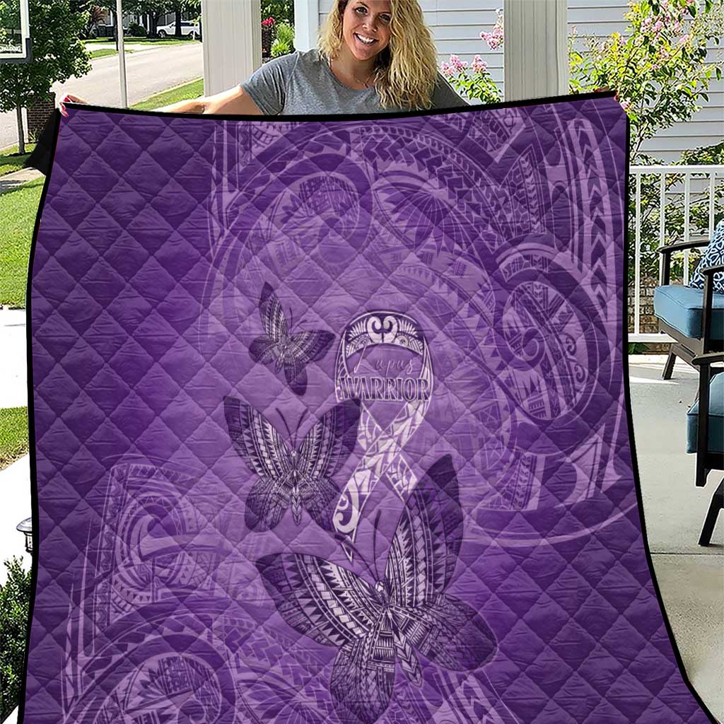 Polynesia Lupus Awareness Month Quilt Warrior Purple Ribbon Polynesian Butterflies LT14 Purple - Polynesian Pride