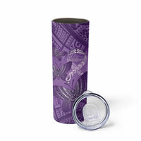Personalised Polynesia Lupus Awareness Month Skinny Tumbler Warrior Purple Ribbon Polynesian Butterflies
