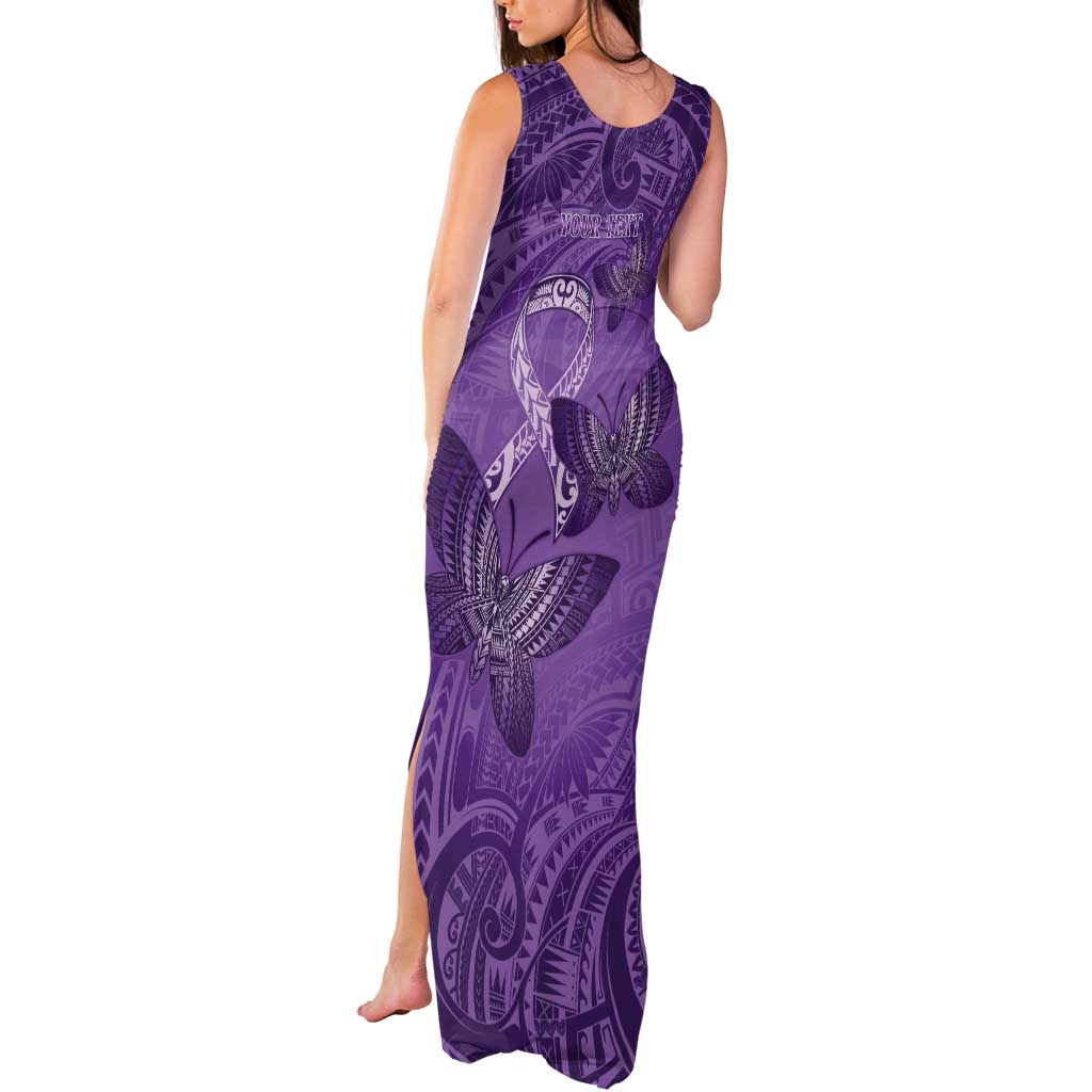 Personalised Polynesia Lupus Awareness Month Tank Maxi Dress Warrior Purple Ribbon Polynesian Butterflies
