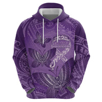 Personalised Polynesia Lupus Awareness Month Zip Hoodie Warrior Purple Ribbon Polynesian Butterflies LT14 - Polynesian Pride