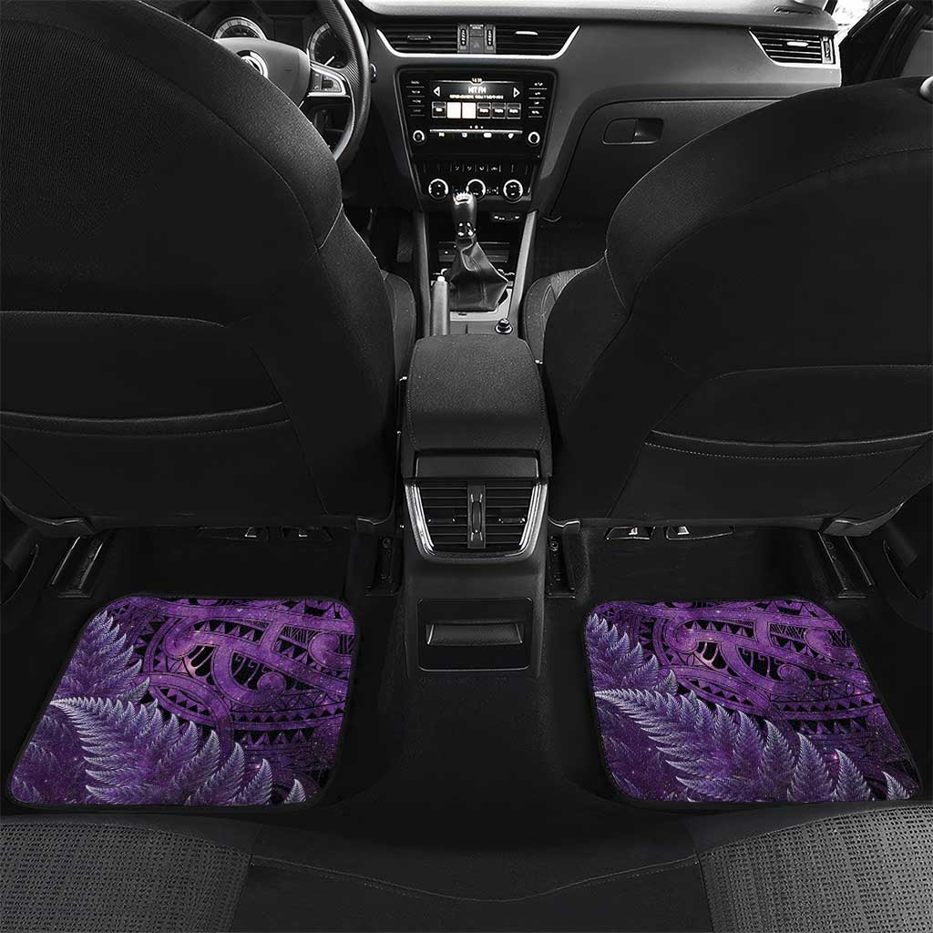 Lupus Awareness Month New Zealand Car Mats Be Strong Warrior Maori Silver Fern LT14 Set 2pcs - Back Purple - Polynesian Pride