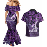 Lupus Awareness Month New Zealand Couples Matching Mermaid Dress and Hawaiian Shirt Be Strong Warrior Maori Silver Fern