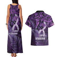 Lupus Awareness Month New Zealand Couples Matching Tank Maxi Dress and Hawaiian Shirt Be Strong Warrior Maori Silver Fern