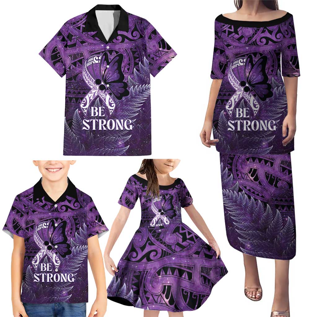 Lupus Awareness Month New Zealand Family Matching Puletasi and Hawaiian Shirt Be Strong Warrior Maori Silver Fern LT14 - Polynesian Pride