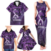 Lupus Awareness Month New Zealand Family Matching Tank Maxi Dress and Hawaiian Shirt Be Strong Warrior Maori Silver Fern