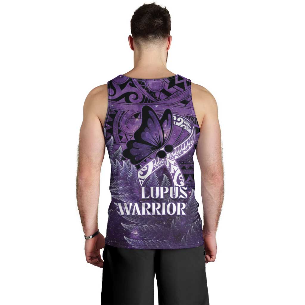 Lupus Awareness Month New Zealand Men Tank Top Be Strong Warrior Maori Silver Fern