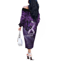 Lupus Awareness Month New Zealand Off The Shoulder Long Sleeve Dress Be Strong Warrior Maori Silver Fern