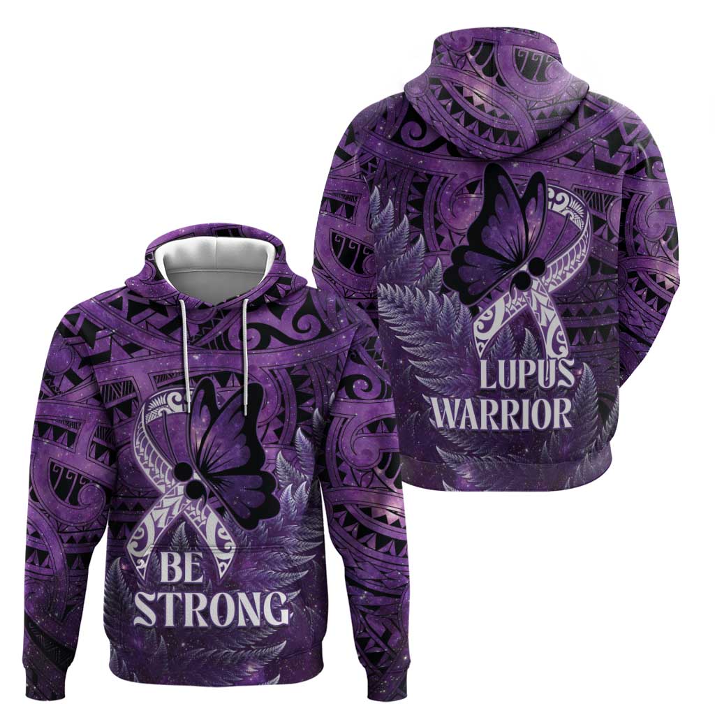 Lupus Awareness Month New Zealand Zip Hoodie Be Strong Warrior Maori Silver Fern