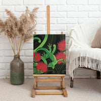 New Zealand Gecko Canvas Wall Art Aotearoa Maori With Pohutukawa Flowers