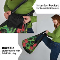 New Zealand Gecko Grocery Bag Aotearoa Maori With Pohutukawa Flowers