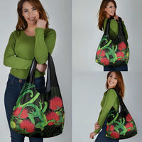 New Zealand Gecko Grocery Bag Aotearoa Maori With Pohutukawa Flowers