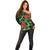 New Zealand Gecko Off Shoulder Sweater Aotearoa Maori With Pohutukawa Flowers