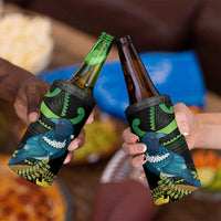 New Zealand Tui Bird 4 in 1 Can Cooler Tumbler Aotearoa Maori With Kowhai Flowers