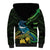 New Zealand Tui Bird Sherpa Hoodie Aotearoa Maori With Kowhai Flowers